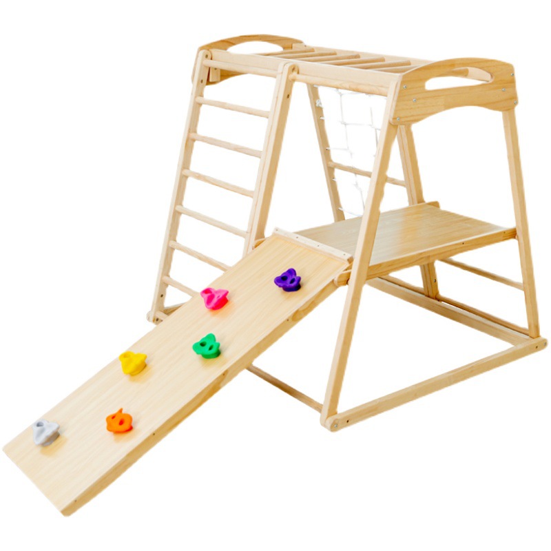 Kids Outdoor Jungle Gym With Slide - ジャングルジム キッズ 屋外 室内 子供用 木製滑り台