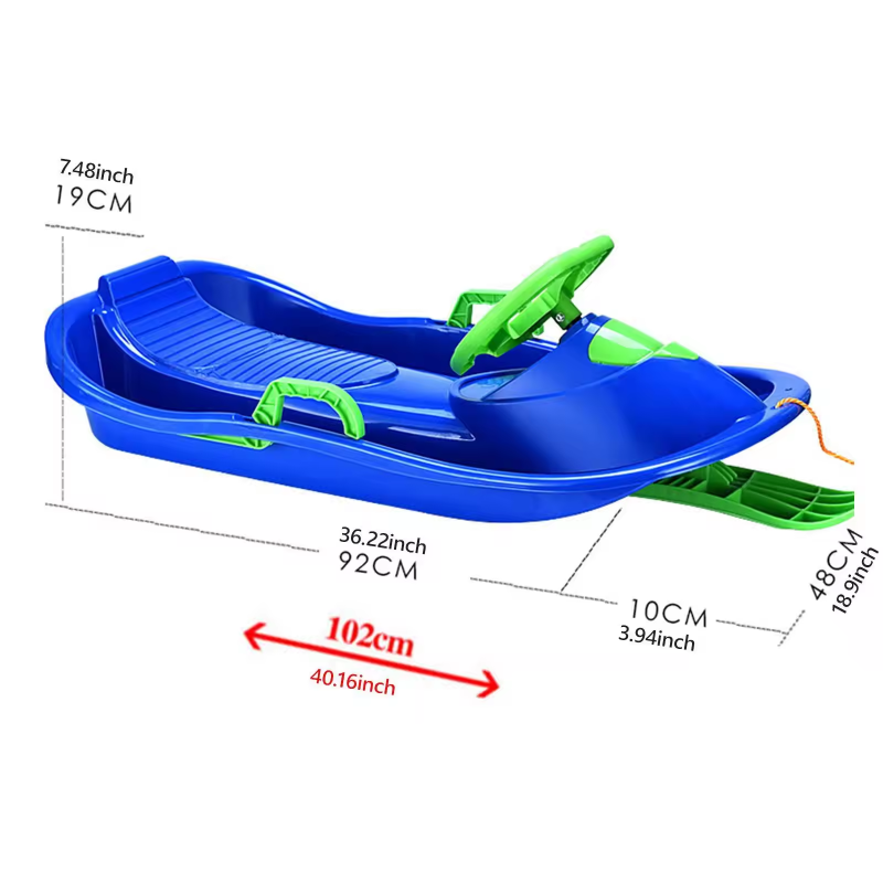 Kids Unique Outdoor Toys - 子供用スノースレッド、ステアリングホイールとブレーキ付き、冬のダウンヒルスレッドおもちゃ、ユニークなデザイン、子供のための多用途なアウトドア楽しいもの