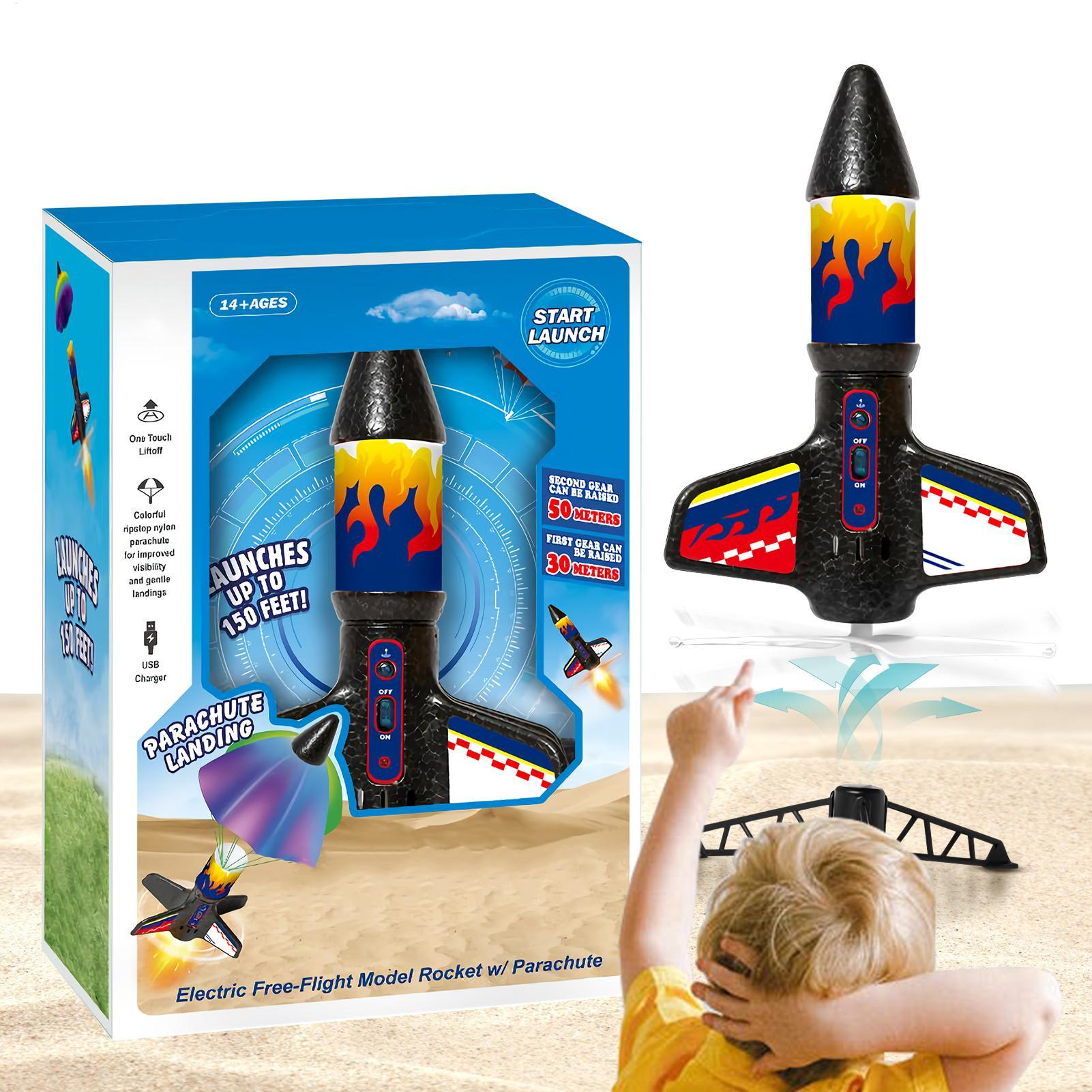Kids Outdoor Learning Activities - 子供用ロケットおもちゃ パラシュート付きロケット発射 科学学習 スポーツゲーム 親子インタラクションのためのグループアクティビティ