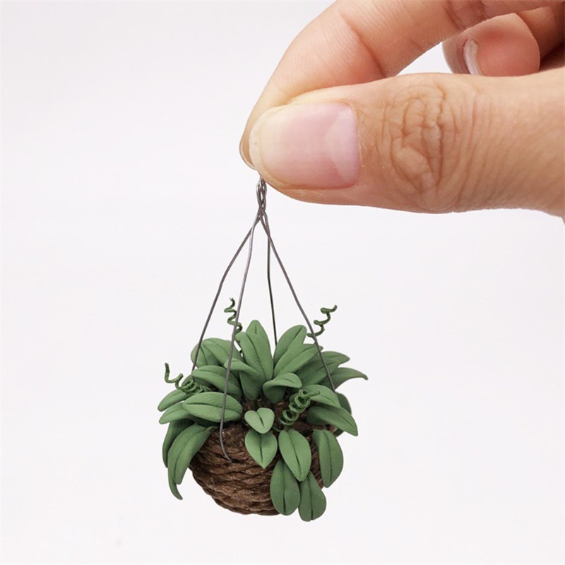 Kids Outdoor Cubby House - ミニ緑の鉢植えのシミュレーション,ぶら下げ花,ドールハウスのミニチュアアクセサリー,ドールハウスの装飾おもちゃ,1:12