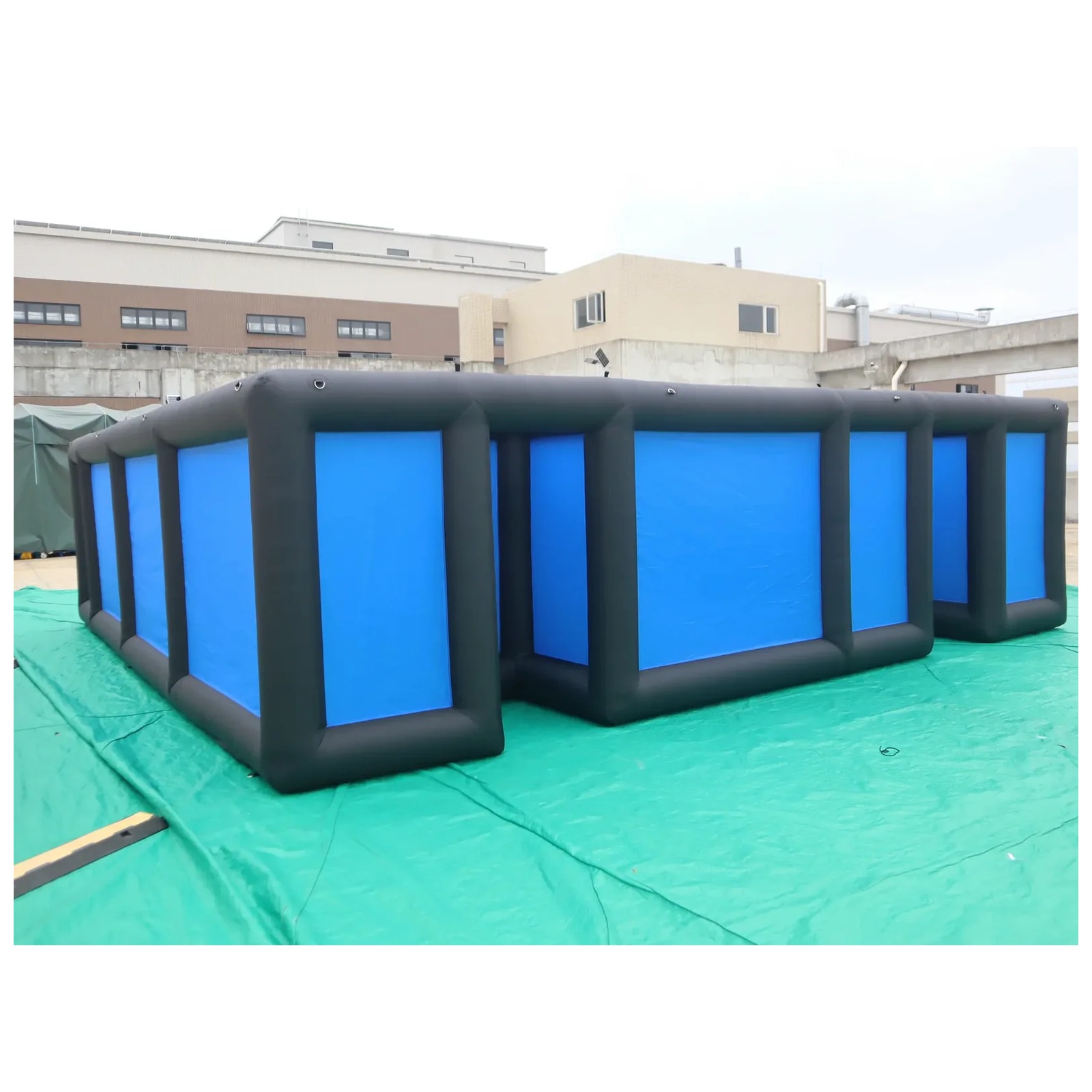 Kids Outdoor Venues - 大型黒青色のオープン型インフレータブル迷路（送風機付き）7×7m（23×23フィート）会場レンタル、商業イベント、子供と大人向けの屋外チャレンジ
