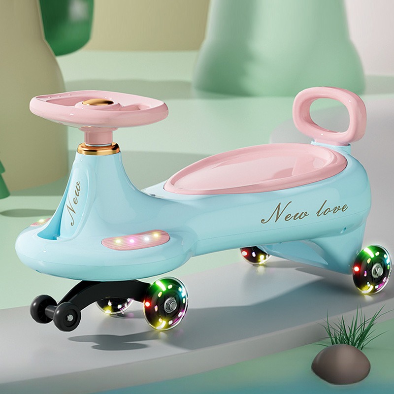 Kids Outdoor Water - かわいい子供用スイングウィグルカー、転倒防止ユニバーサルホイール付きスライドカー、音楽とライト付き、子供用屋外インタラクティブ乗用玩具