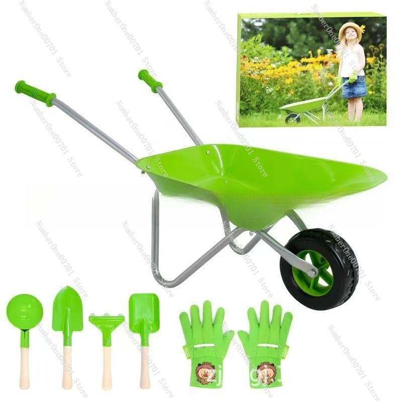 Kids Outdoor Set - 子供用屋外手押し車、緑の庭遊びセット、バランス練習と身体活動に、幼稚園向けの頑丈なおもちゃ