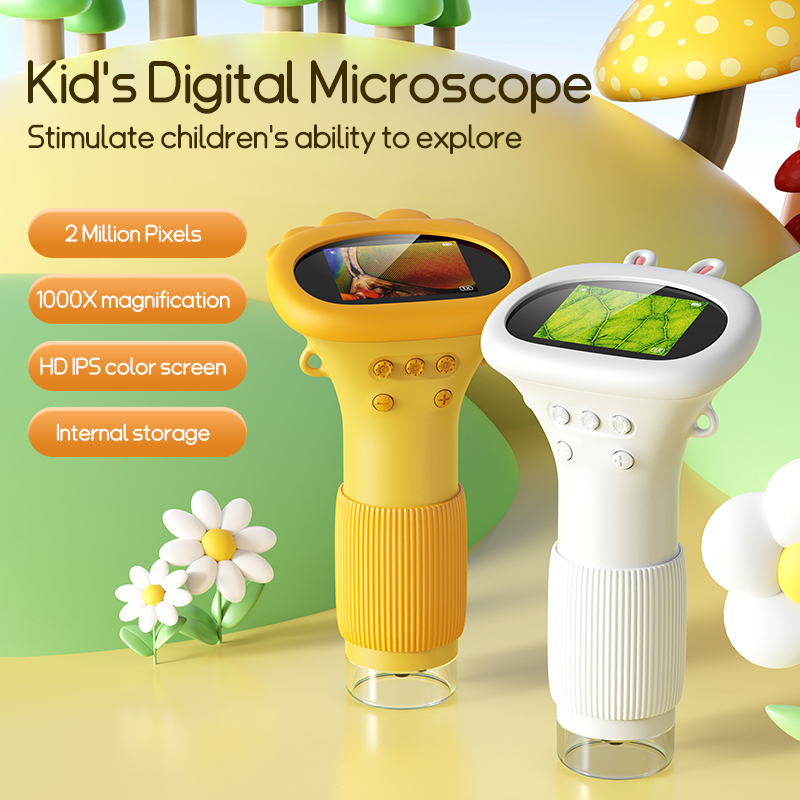 Kids.Outdoor Utensils - 2.0 インチミニポケット顕微鏡 1000X 子供科学実験器具ハンドヘルド実験室顕微鏡屋外子供ステムおもちゃ