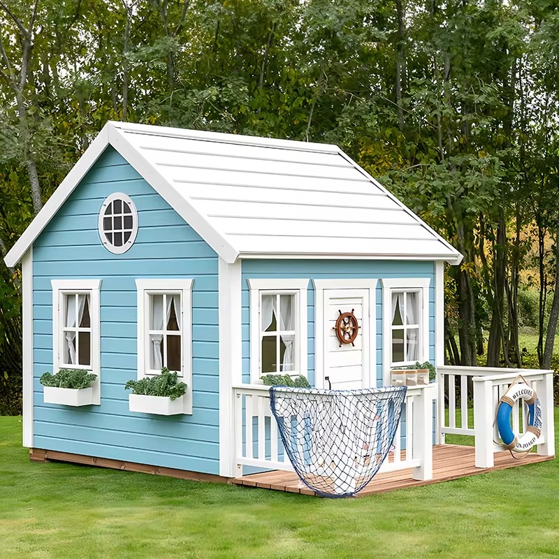 Kids Outdoor Cubby House - 屋外庭園用木製子供用小屋/プレイハウス