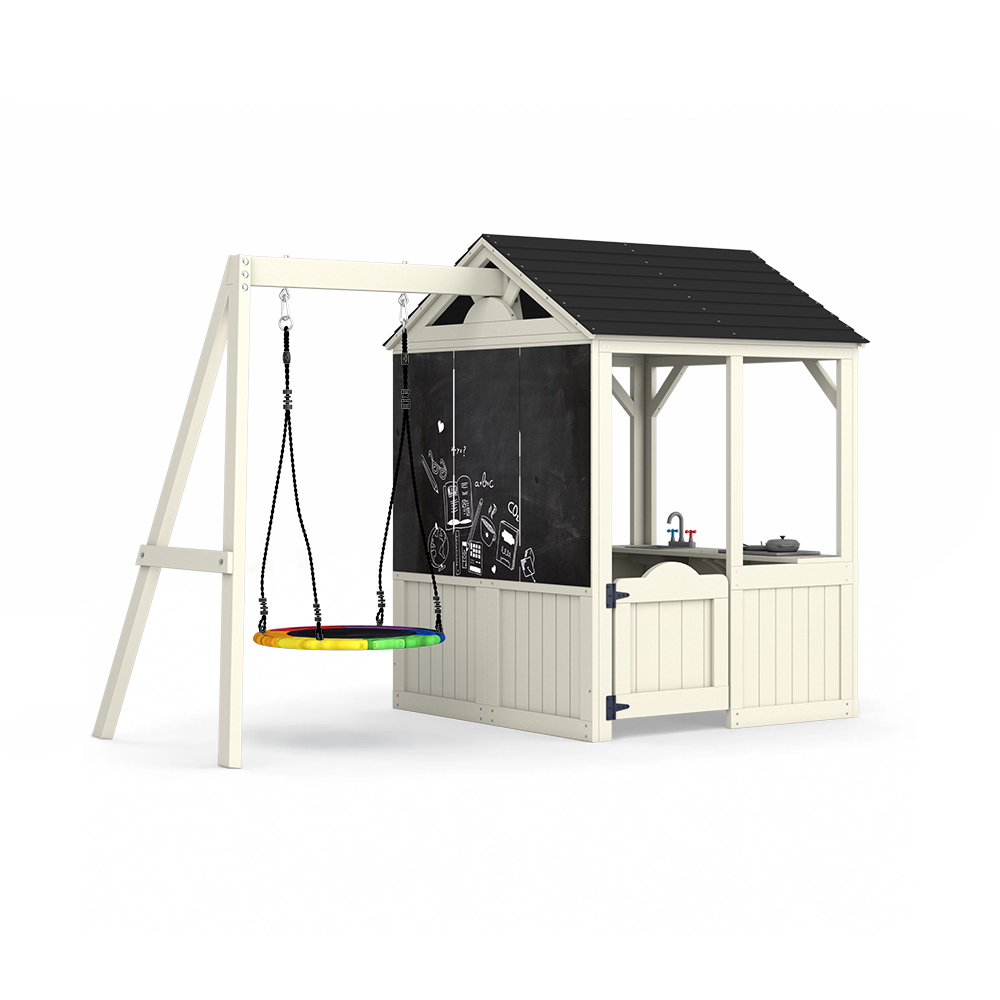 庭用家具、子供用プレイハウス、遊び場、屋外ピクニックテーブル - Kids Outdoor Wooden Playhouse のレビューと価格