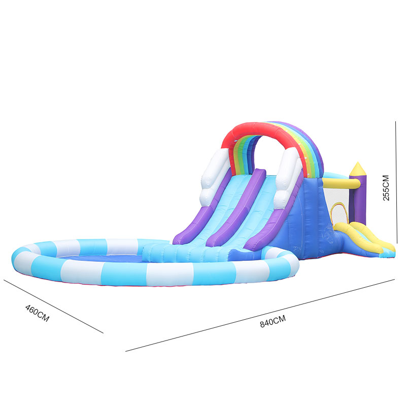 巨大レインボーインフレータブルウォータースライド、子供用PV - Kids Outdoor Water のレビューと価格