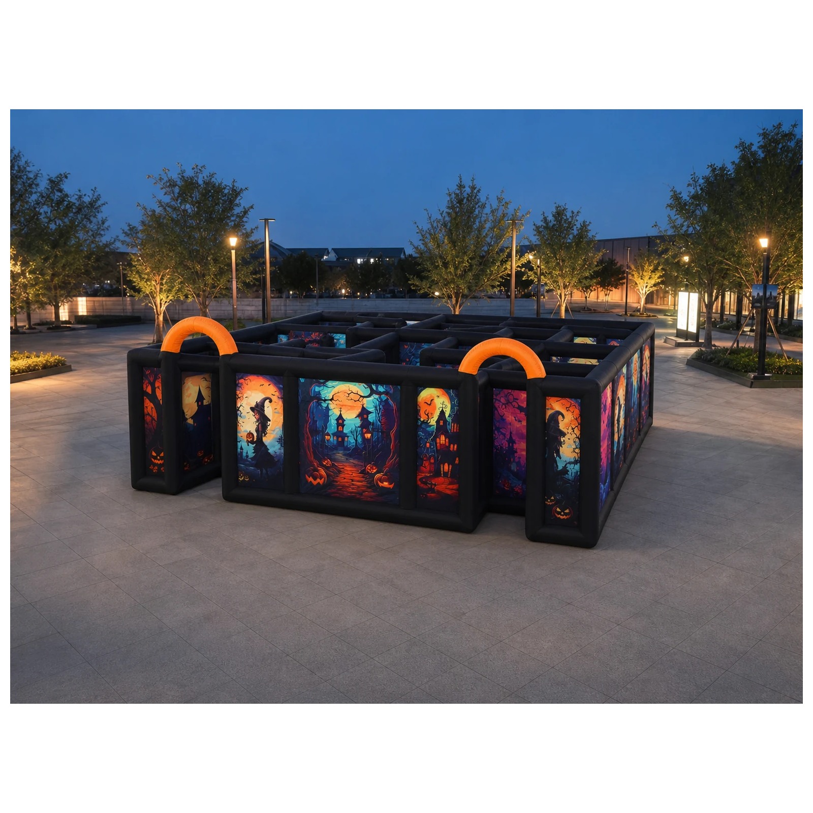 大型デュアルオレンジアーチ型ハロウィンインフレータブル迷路  - Kids Outdoor Venues のレビューと価格