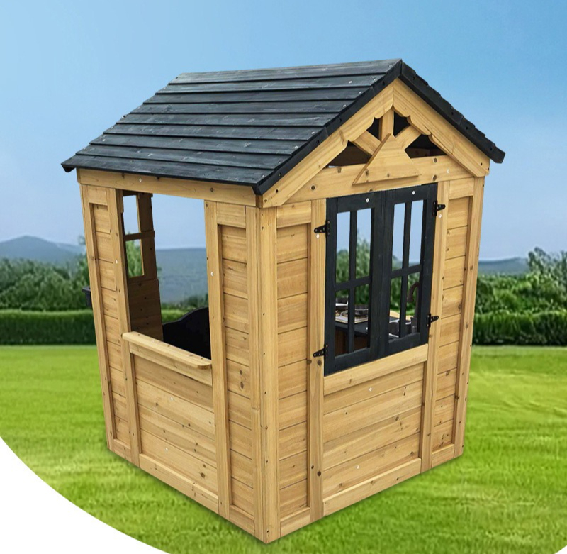 屋外木製キッズロールプレイハウス、保育園用プレイハウス、遊具 - Kids Outdoor Cubby House のレビューと価格