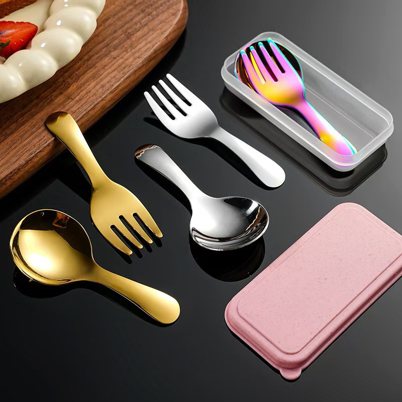 ステンレス製ポータブル食器セット ショートハンドルスプーンと - Kids.Outdoor Utensils のレビューと価格