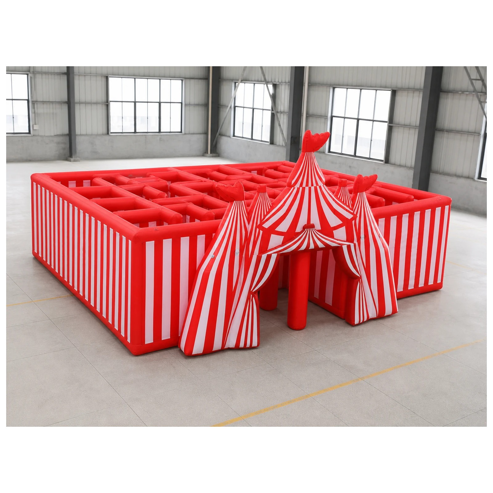 大型赤白サーカス型インフレータブル迷路（送風機付き）8×8m - Kids Outdoor Venues のレビューと価格
