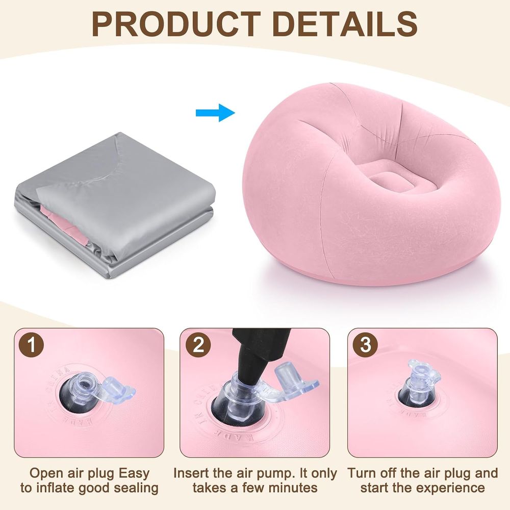インフレータブルビーンバッグチェア、ピンク |   大人と子 - Kids Outdoor Bean Bag のレビューと価格