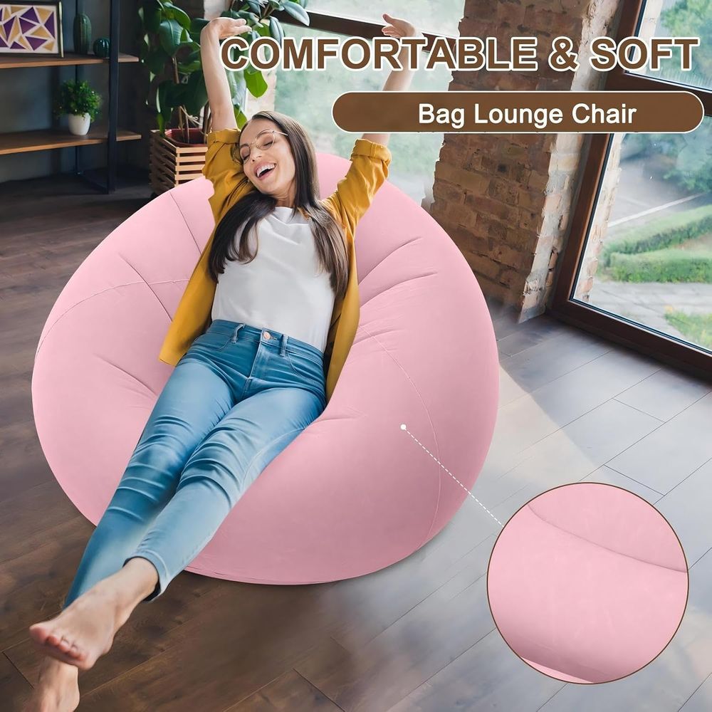 インフレータブルビーンバッグチェア、ピンク |   大人と子 - Kids Outdoor Bean Bag のレビューと価格
