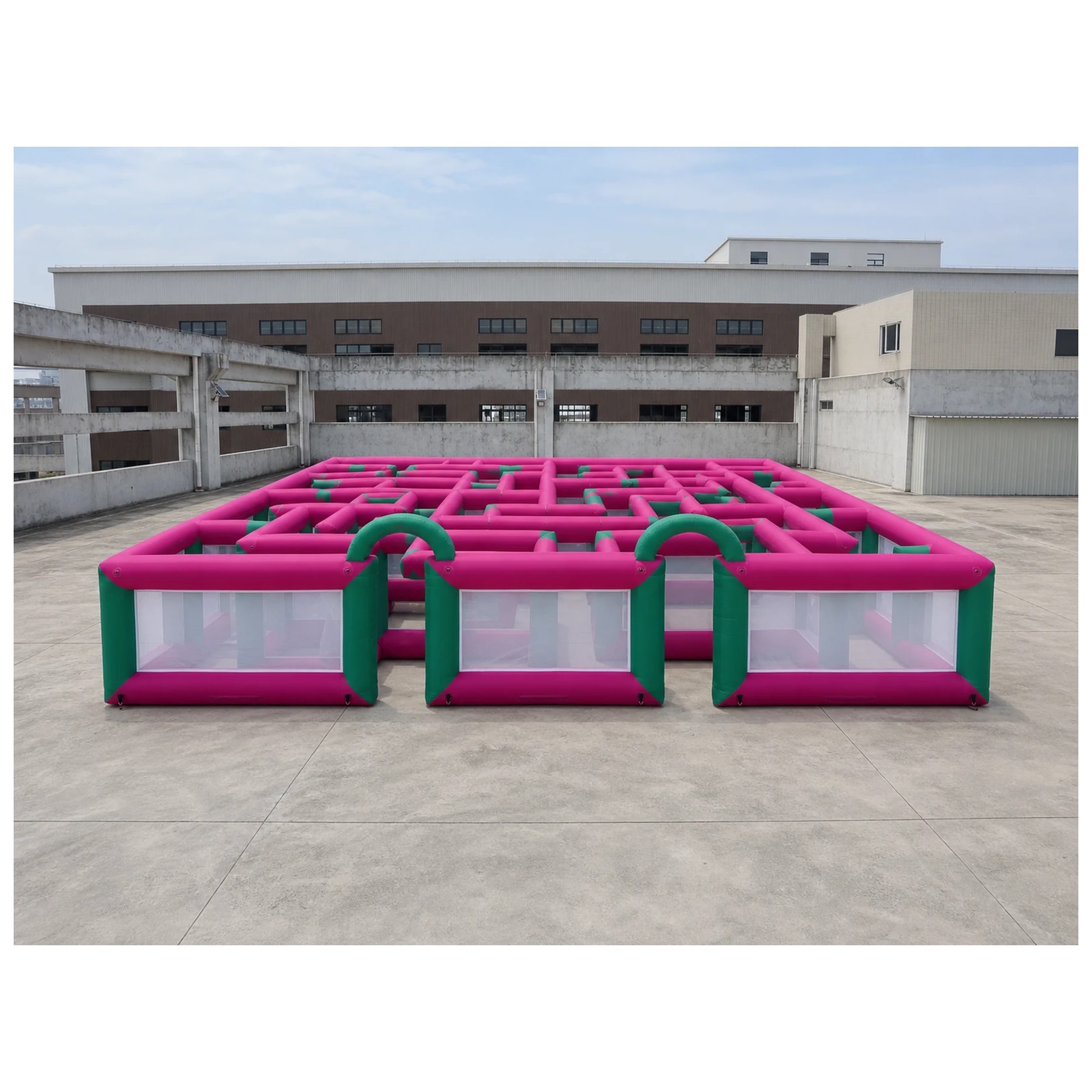 大型マゼンタグリーンメッシュオープントップインフレータブル迷 - Kids Outdoor Venues のレビューと価格