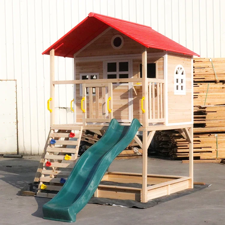 屋外木製遊具プレイハウス子供用小屋クービーハウスクライミング - Kids Outdoor Cubby House のレビューと価格