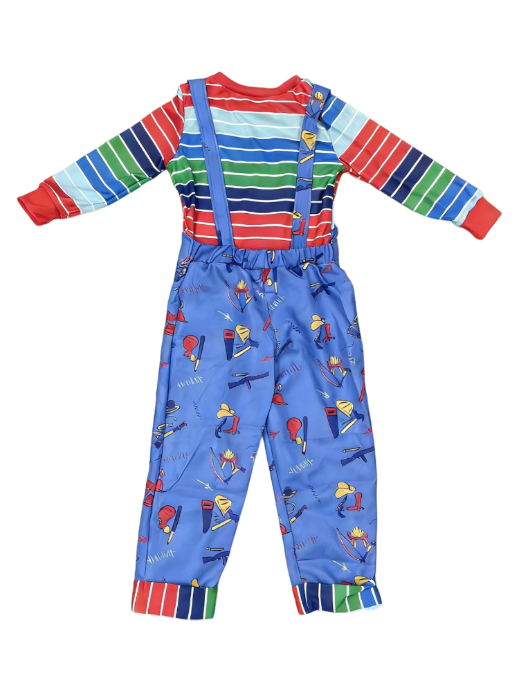 キッズカラーブロック長袖シャツとプリントビブパンツ、子供用フ - Kids Outdoor Set のレビューと価格