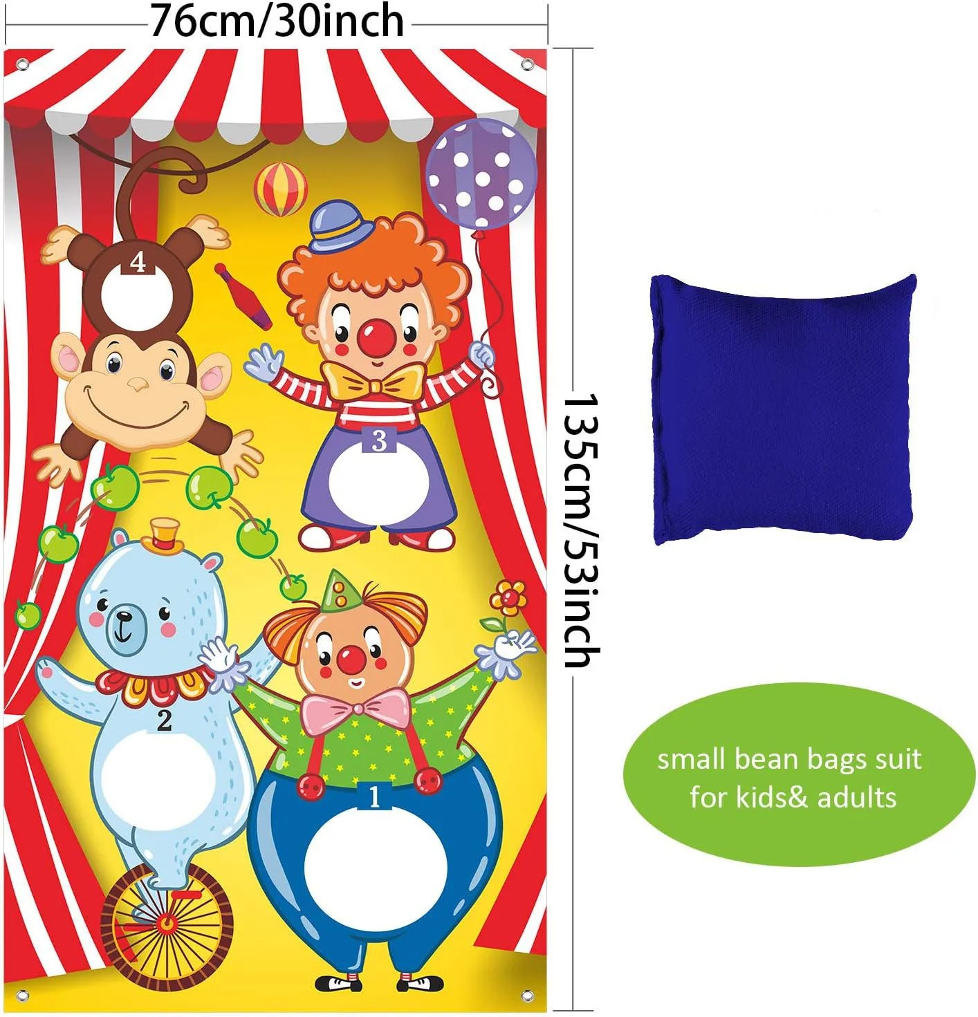 サーカスピエロ猿クマビーンバッグ投げゲームバナー、子供用カー - Kids Outdoor Bean Bag のレビューと価格