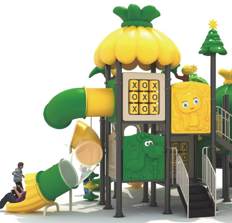 森をテーマにした庭園用屋外遊具、大きなプラスチック製滑り台、 - Kids Outdoor Jungle Gym With Slide のレビューと価格