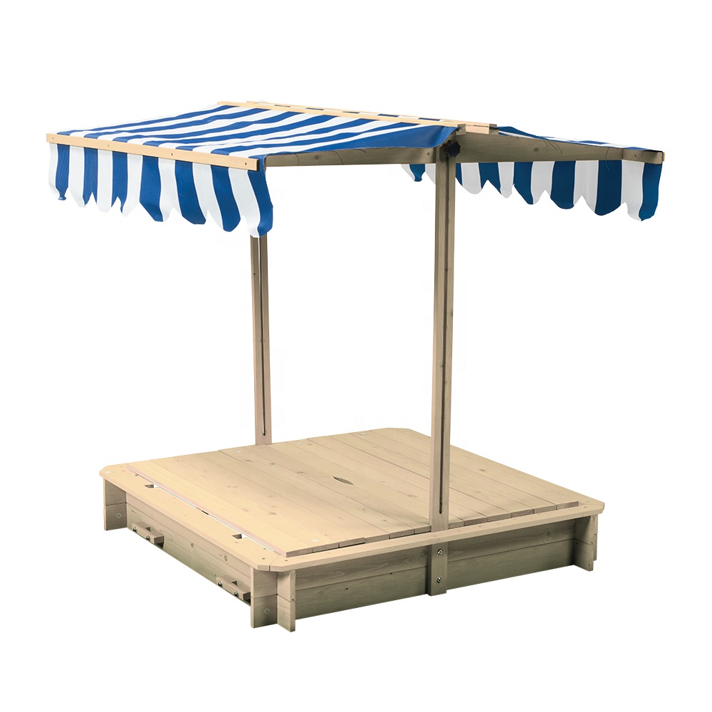 ユニークな子供用木製ボート型砂場、屋外用木製砂場（キャノピー - Kids Unique Outdoor Toys のレビューと価格