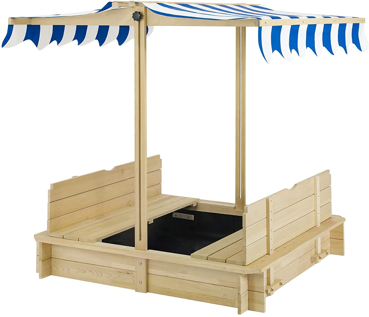 ユニークな子供用木製ボート型砂場、屋外用木製砂場（キャノピー - Kids Unique Outdoor Toys のレビューと価格