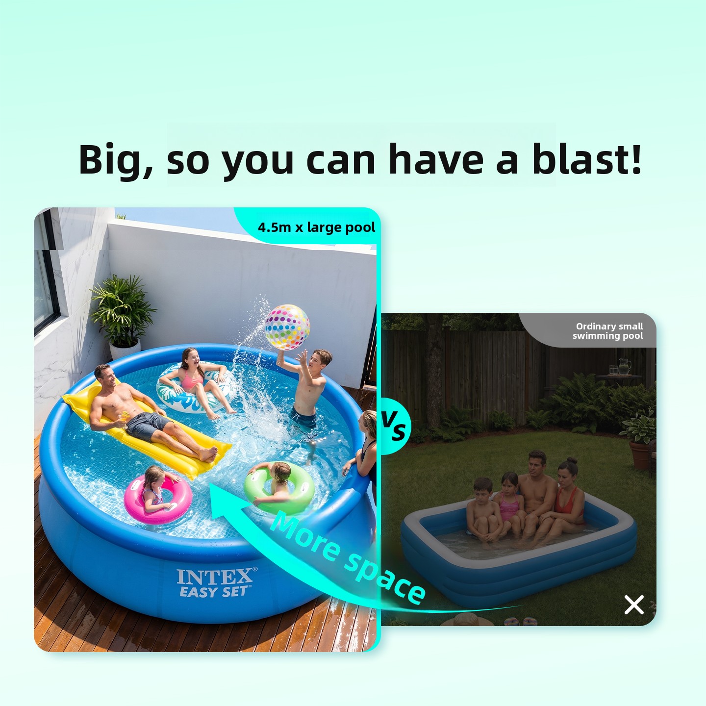 特大サイズのファミリー向けインフレータブルプール、子供と大人 - Kids Outdoor Water のレビューと価格