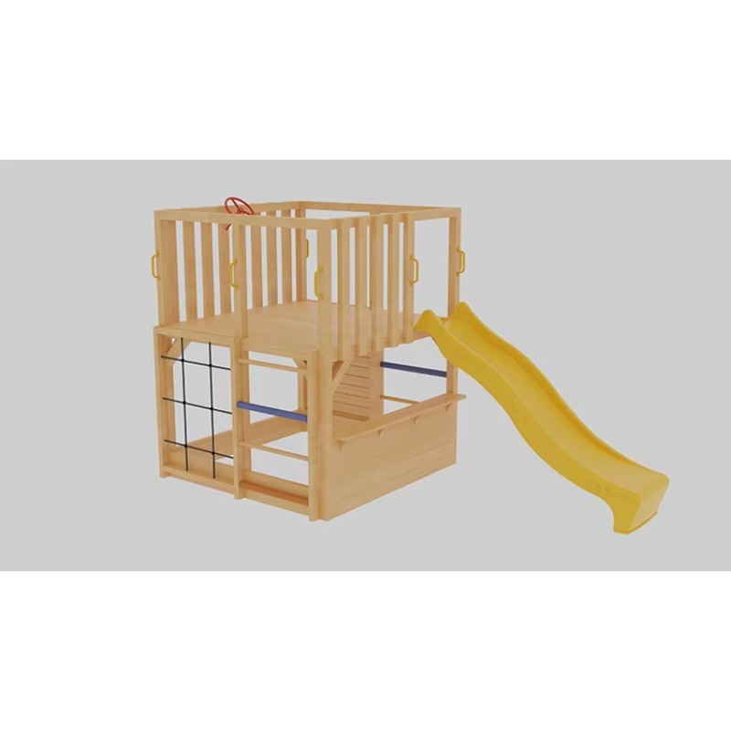 子供用木製屋外小屋と滑り台、クライミングネット/壁付き（4～ - Kids Outdoor Cubby House のレビューと価格